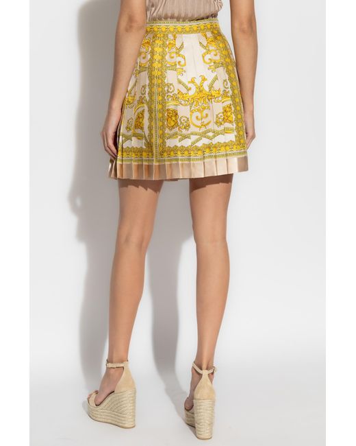 Versace Yellow Pleated Silk Skirt