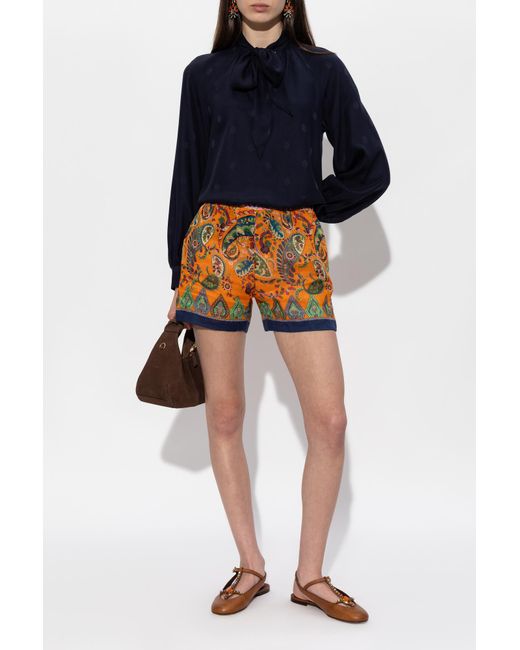 Etro Orange Patterned Shorts