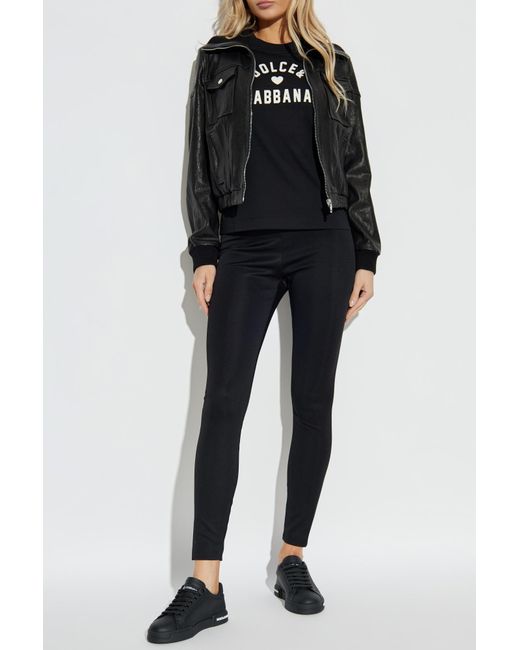 Dolce & Gabbana Black Leggings With Logo
