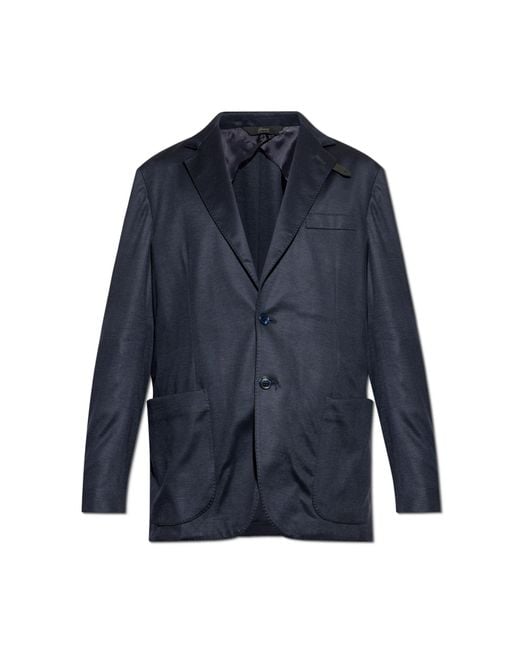 Brioni Blue Blazer With Check Pattern for men