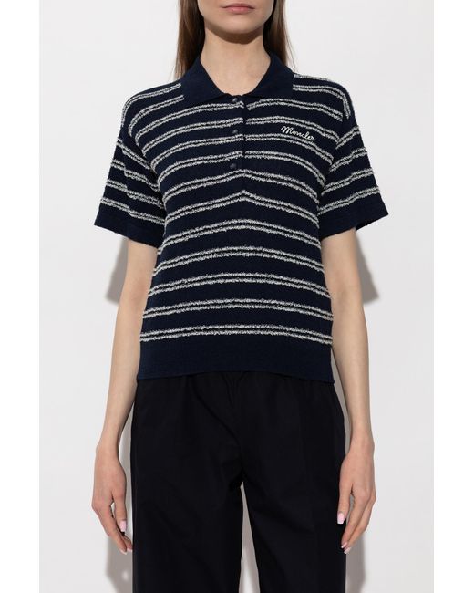Moncler Blue Shirt With Logo Patch