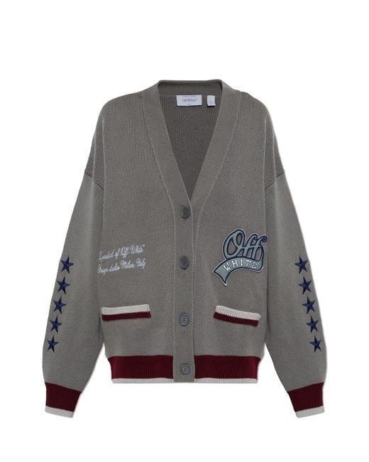 Off-White c/o Virgil Abloh Gray Wool Cardigan With Pockets
