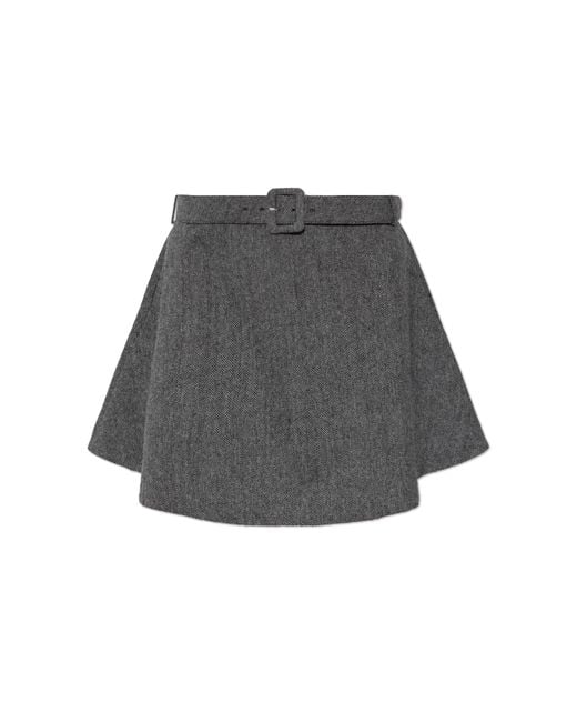 Self-Portrait Gray Skirt With Herringbone Pattern