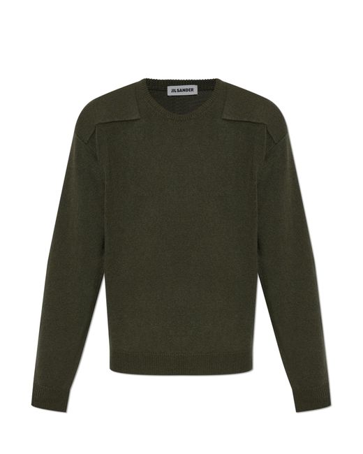 Jil Sander Green Wool Sweater for men
