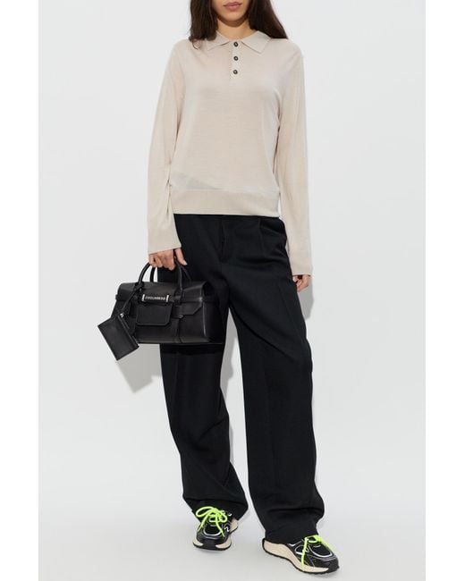 DSquared² White Wool Long-Sleeve Polo