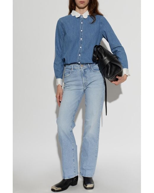 Mother Blue 'The Frilly Foxy Boxy' Denim Shirt