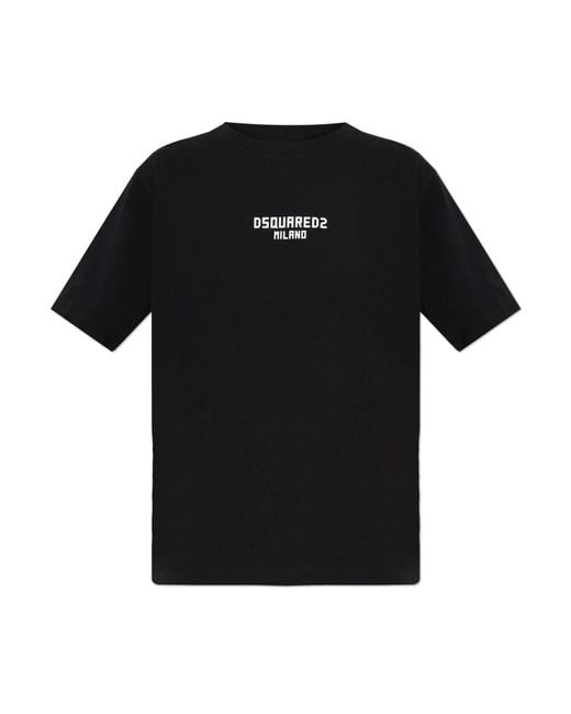 DSquared² Black T-Shirt With Printed Logo