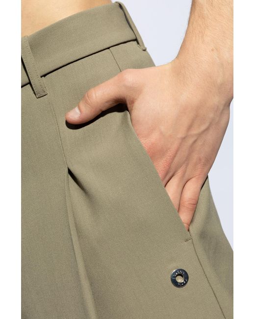 Etudes Studio Green Pleat-Front Wool Shorts for men