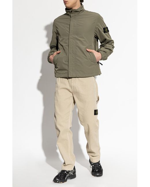 Stone Island Green Jacket With Stand-Up Collar for men