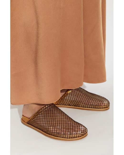 Forte_forte Brown Leather Sandals With Shimmering Crystals
