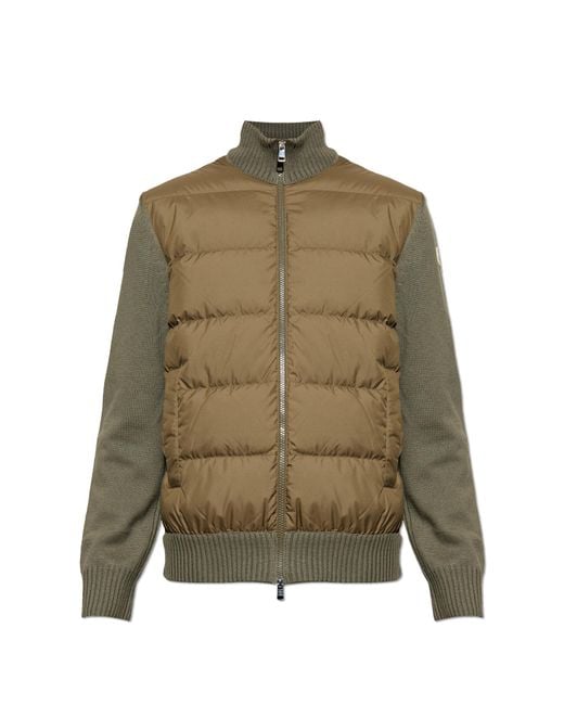 Moncler Green Cardigan With Down Insert for men
