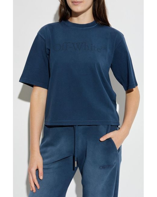 Off-White c/o Virgil Abloh Blue T-Shirt With Logo