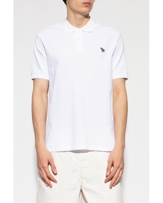 Paul Smith White Polo With Patch for men