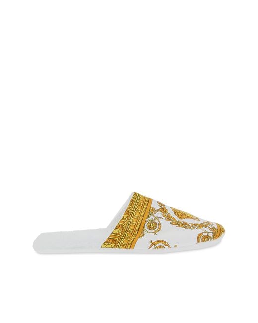 Versace Metallic Baroque Print Slides for men