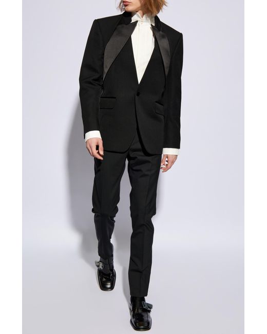 Alexander McQueen Black Blazer With Satin Inserts for men