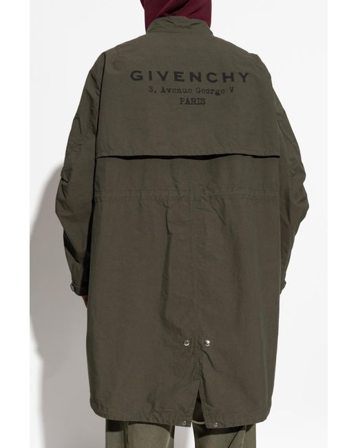 Givenchy Green Parka With Logo for men