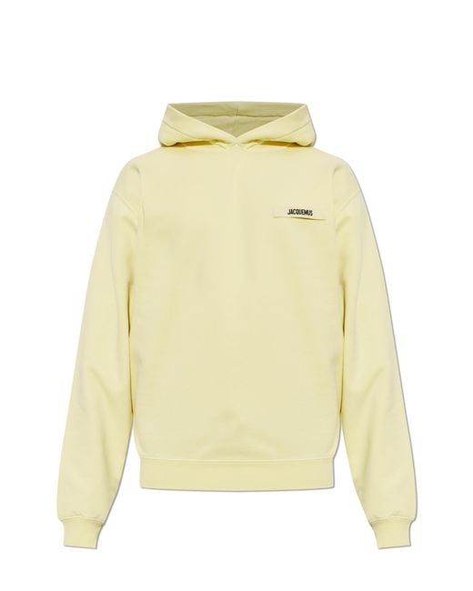 Jacquemus Yellow Sweatshirt With Logo Patch for men