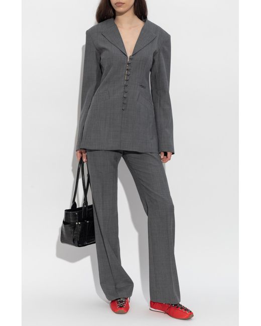 Ganni Gray Creased Trousers