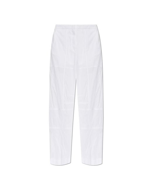 Jil Sander White Cotton Trousers With Side Slits