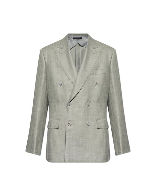 Brioni Gray Double-Breasted Blazer for men