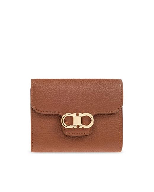 Ferragamo Brown Leather Wallet With Logo