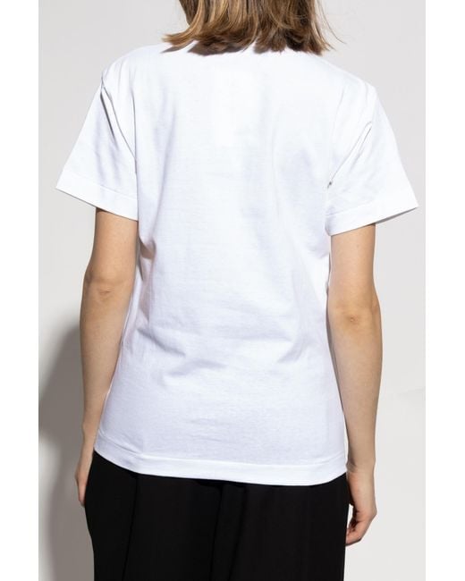 COMME DES GARÇONS PLAY White T-Shirt With Shimmering Sequins