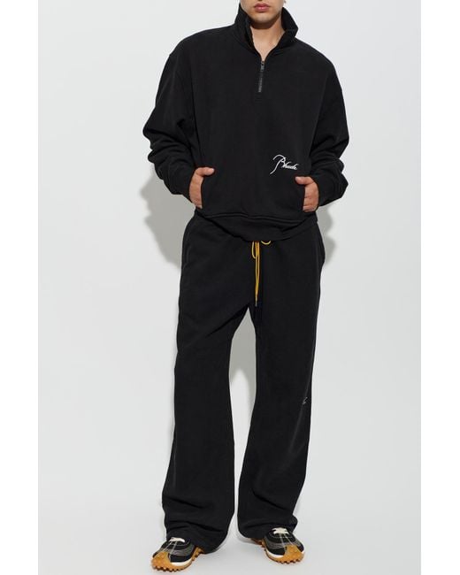 Rhude Black Sweatshirt With Embroidered Logo for men