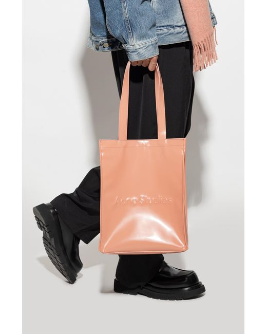 Acne Pink Shopper Bag With Logo,