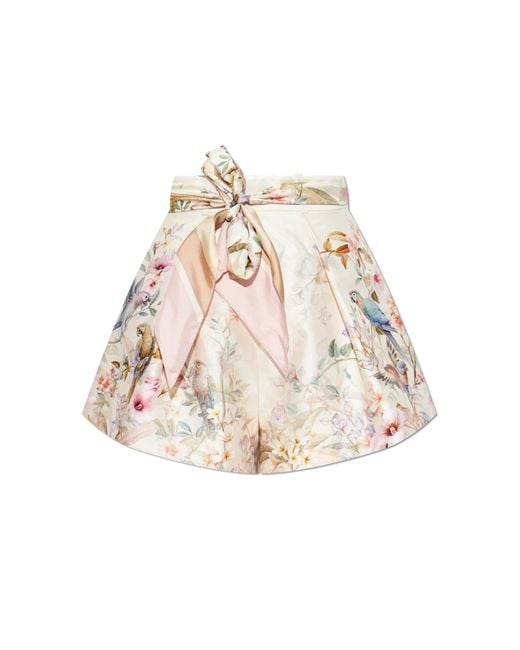 Zimmermann Natural Floral Motif Shorts