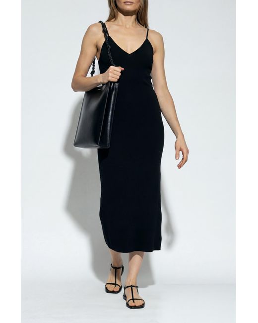 Jil Sander Black Wool Dress With Bare Shoulders