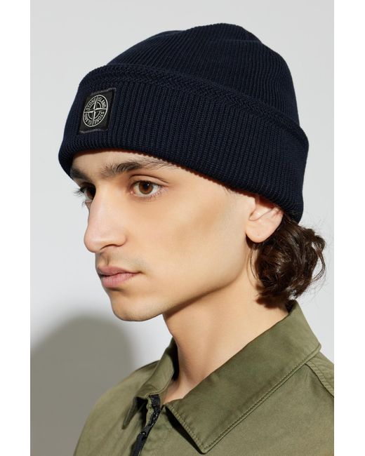 Stone Island Blue Cap With Logo Patch for men