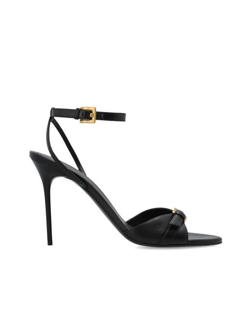 Balmain Black "Anthem" Leather Heeled Sandals