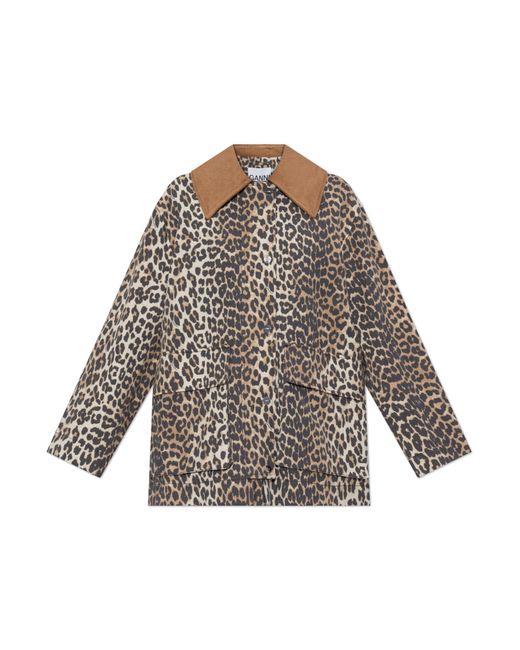 Ganni Black Jacket With Animal Print