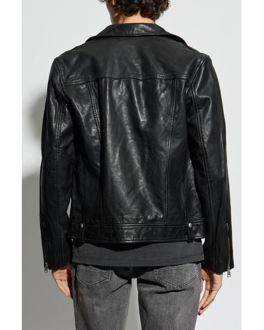 AllSaints Black Leather Jacket Milo for men