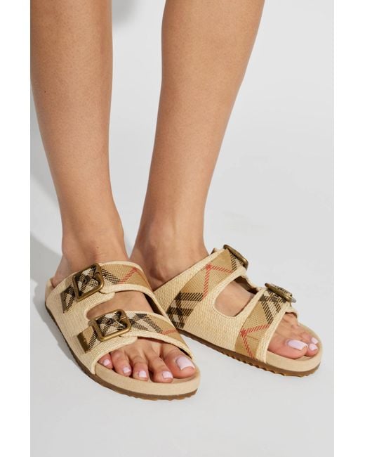 Burberry White 'Urchin' Slides