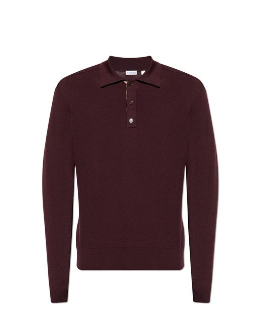 Burberry Purple "Marcus" Long Sleeve Polo for men
