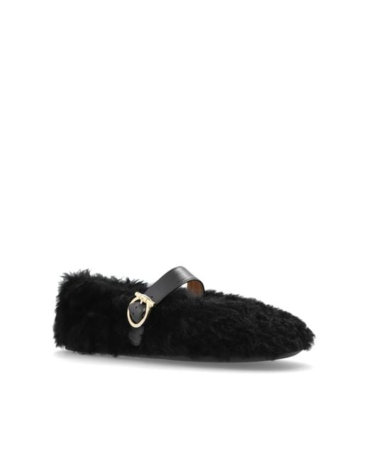 Ferragamo Black Ballet Flats "Nena"