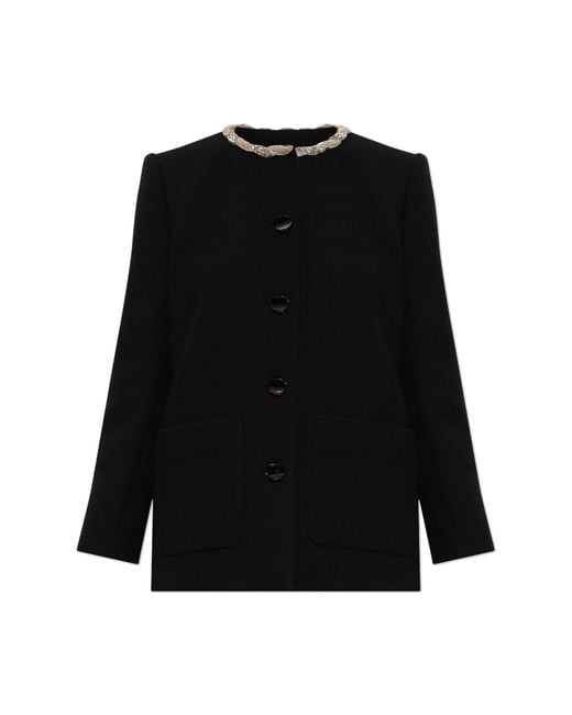 Valentino Garavani Black Wool Blazer With Appliqués