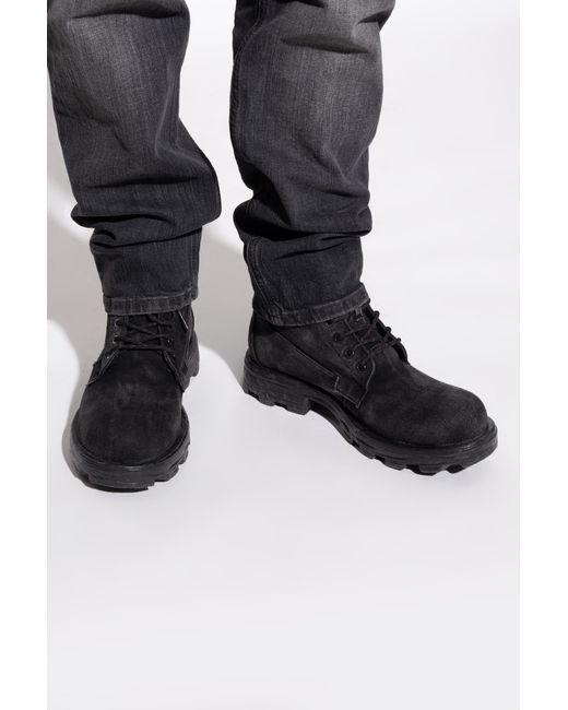 DIESEL Black Above-The-Ankle Shoes "D-Hammer Lace Up" for men