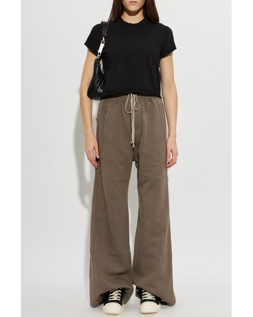 Rick Owens Black T-Shirt With Decorative Stripe