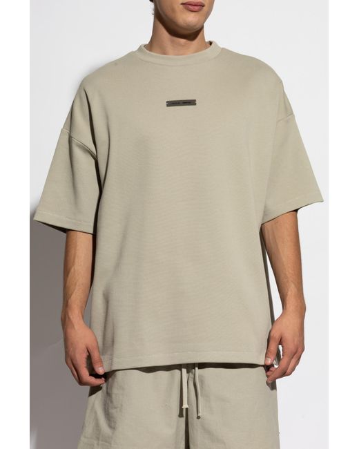 Fear Of God Natural T-Shirt With Logo Patch for men