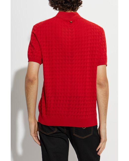 Versace Red Wool Polo for men
