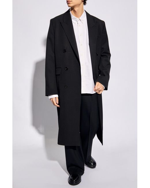 AMI Black Double-breasted Coat, for men