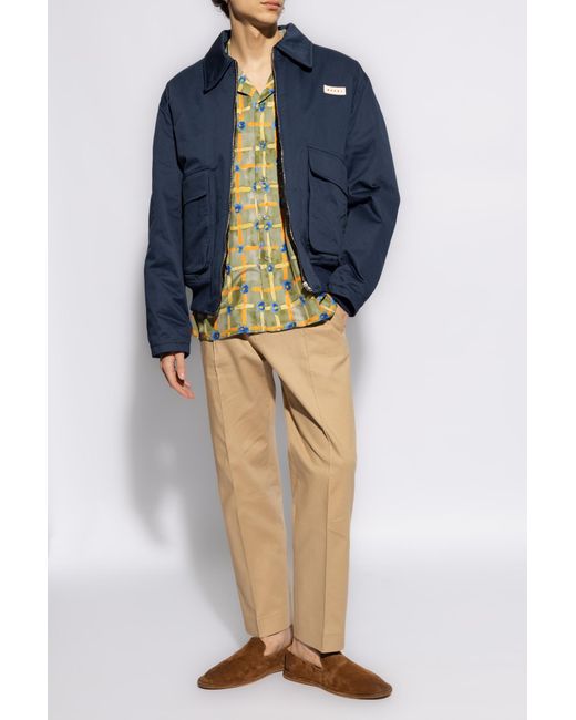 Marni Blue Insulated Jacket With Logo, for men