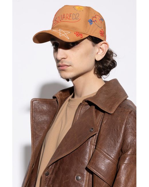 DSquared² Orange Baseball Cap for men