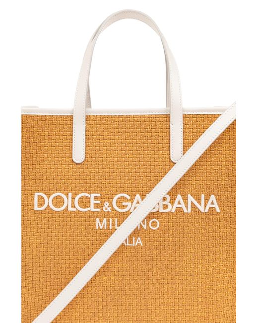 Dolce & Gabbana Orange Woven Shopper Bag,
