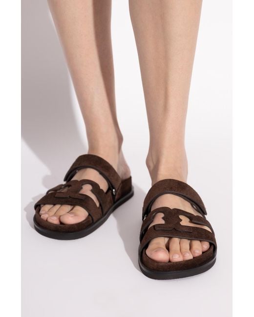 Tory Burch Brown Suede Slides