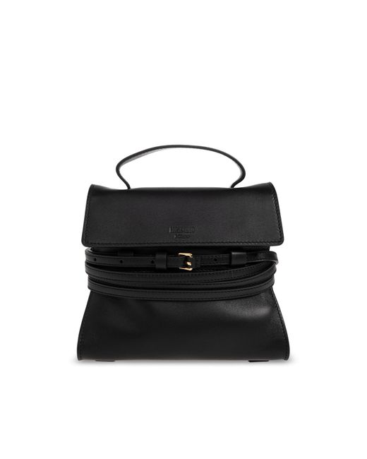 Moschino Black Leather Bag "Tie Me"