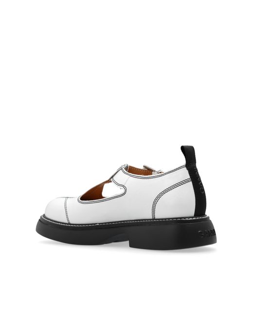 Ganni White Shoes With Stitching Details,