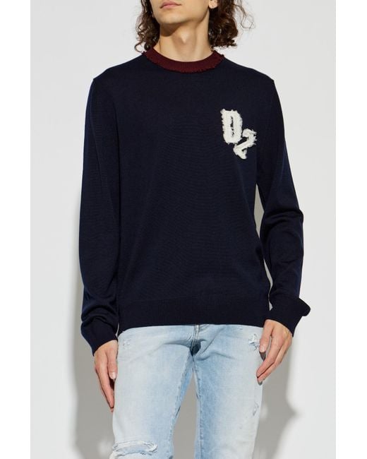 DSquared² Blue Wool Sweater for men